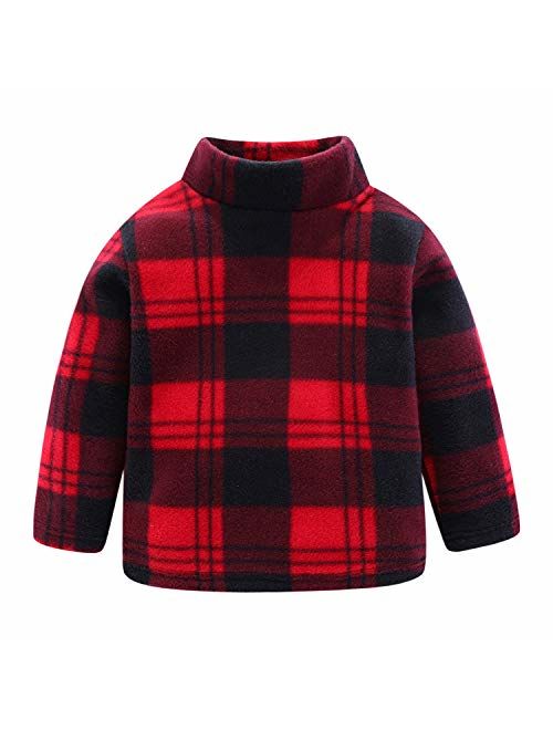 Mud Kingdom Kids Fleece Shirts High Collar Soft Tops Unisex