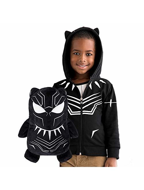 Cubcoats Black Panther - 2-in-1 Transforming Hoodie and Soft Plushie - Black with White Accents