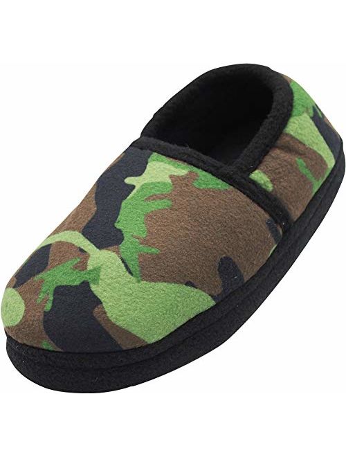 NORTY - Toddler Little Kid Big Kid Boys Fleece Memory Foam Slip On Indoor Slippers