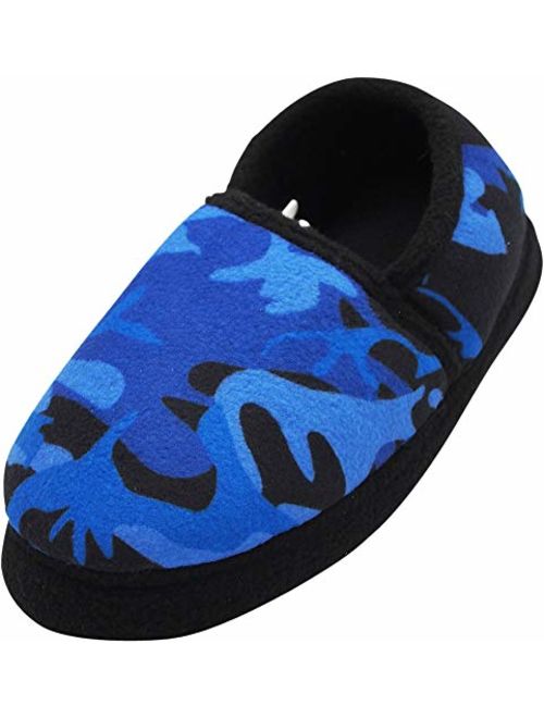 NORTY - Toddler Little Kid Big Kid Boys Fleece Memory Foam Slip On Indoor Slippers