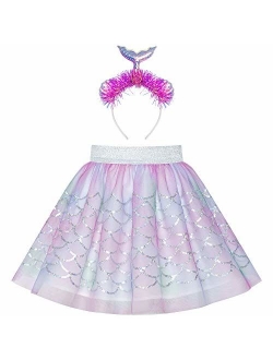 Girls Skirt Blue Heart Sequins Sparkling Tutu Dancing Size 2-12