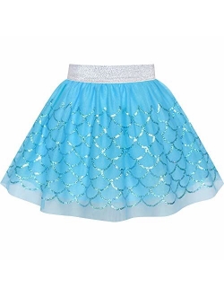 Girls Skirt Blue Heart Sequins Sparkling Tutu Dancing Size 2-12