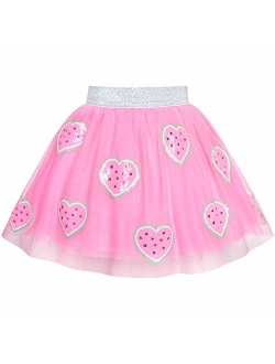 Girls Skirt Blue Heart Sequins Sparkling Tutu Dancing Size 2-12