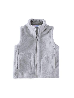 Kids' Fleece Vests Zipper Solid