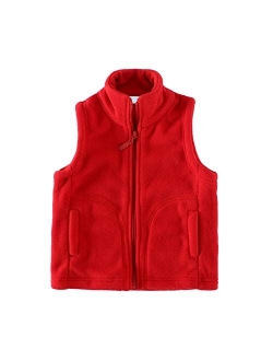 Kids' Fleece Vests Zipper Solid