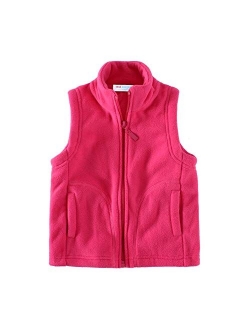 Kids' Fleece Vests Zipper Solid