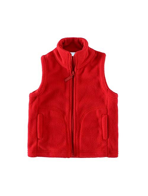 LittleSpring Kids' Fleece Vests Zipper Solid