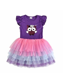 DXTON Toddler Girl Summer Short Sleeve Tutu Party Wedding Birthday Dresses