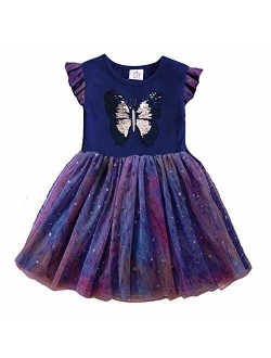 DXTON Toddler Girl Summer Short Sleeve Tutu Party Wedding Birthday Dresses