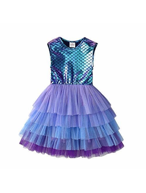 DXTON Toddler Girl Summer Short Sleeve Tutu Party Wedding Birthday Dresses