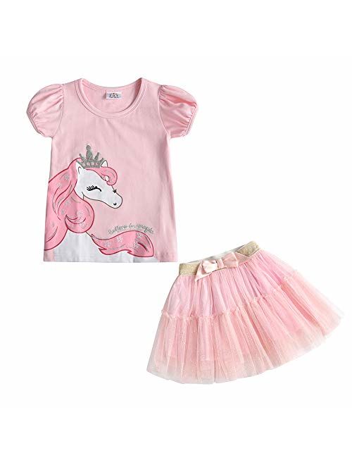 DXTON Toddler Girl Summer Short Sleeve Tutu Party Wedding Birthday Dresses