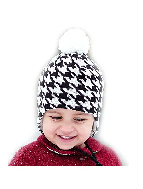 Baby Toddler Warm Fleece-Lined Ear-Flap Beanies, Knit Winter Hats or Mittens or Sets