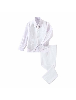 YuanLu 4 Piece Boys' Formal Suit Set with Vest Pants Dress Shirt and Tie