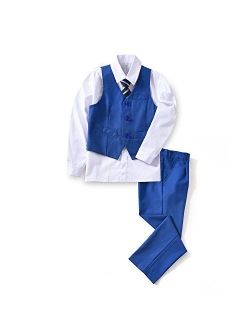 YuanLu 4 Piece Boys' Formal Suit Set with Vest Pants Dress Shirt and Tie