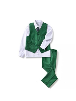 YuanLu 4 Piece Boys' Formal Suit Set with Vest Pants Dress Shirt and Tie