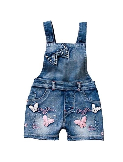 Yao Summer Little Girls Cotton Denim Bib Braces Rompers