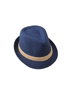 DANTIYA Little Boys' Kids Linen Straw Band Fedoras Hat Caps