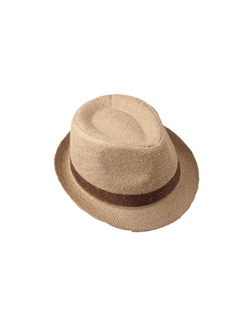 DANTIYA Little Boys' Kids Linen Straw Band Fedoras Hat Caps