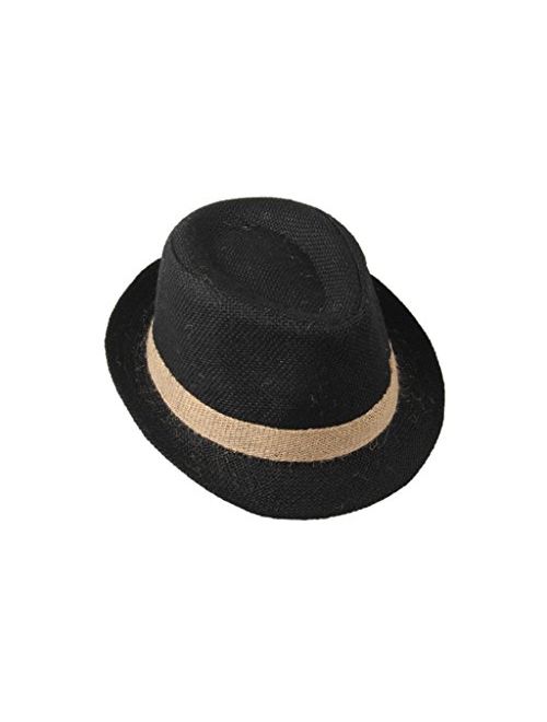 DANTIYA Little Boys' Kids Linen Straw Band Fedoras Hat Caps