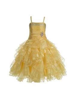 ekidsbridal Elegant Stunning Rhinestone Organza Pleated Ruffled Flower Girl Dress Wedding 164s