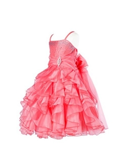 ekidsbridal Elegant Stunning Rhinestone Organza Pleated Ruffled Flower Girl Dress Wedding 164s