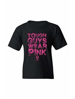 shop4ever Tough Guys Wear Pink Youth's T-Shirt Breast Cancer Awareness Shirts