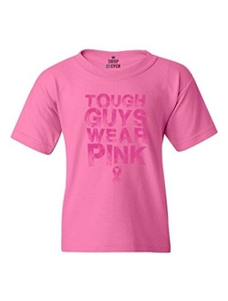 shop4ever Tough Guys Wear Pink Youth's T-Shirt Breast Cancer Awareness Shirts