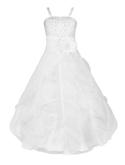 YiZYiF Kids Big Girls Flower Party Wedding Gown Bridesmaid Organza Ruffle Dress