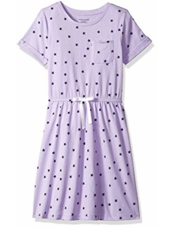 Girl's Short-Sleeve Elastic Waist T-Shirt Dress