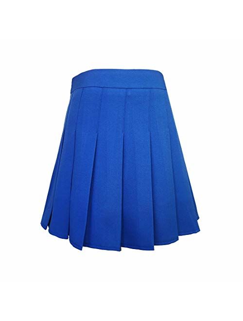 Hoerev Women Girls Short High Waist Knife Pleated Skater Tennis School Skirt