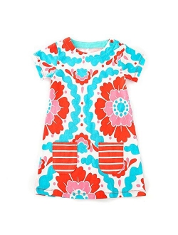 Hongshilian Girls Summer Casual Dress Cotton Short-Sleeved Cute Cartoon T-Shirt Dresses