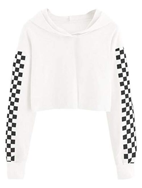 Imily Bela Kids Crop Tops Girls Hoodies Cute Plaid Long Sleeve Fashion Sweatshirts