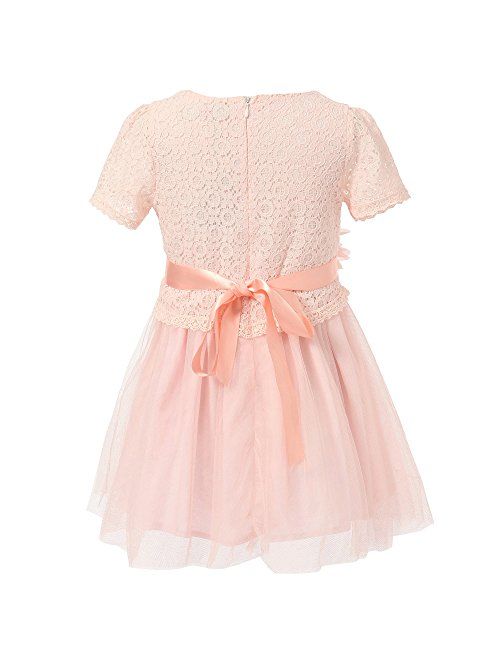 Richie House Little Big Girls' Dress with Tulle Skirt and Flower Accent Size 2-12