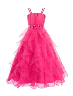 iiniim Girl's Organza Princess Party Pageant Wedding Prom Gowns Flower Girl Dress