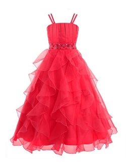 iiniim Girl's Organza Princess Party Pageant Wedding Prom Gowns Flower Girl Dress