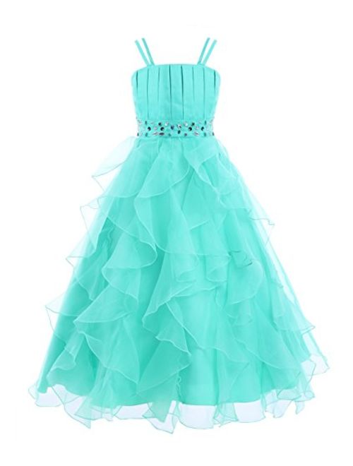 iiniim Girl's Organza Princess Party Pageant Wedding Prom Gowns Flower Girl Dress