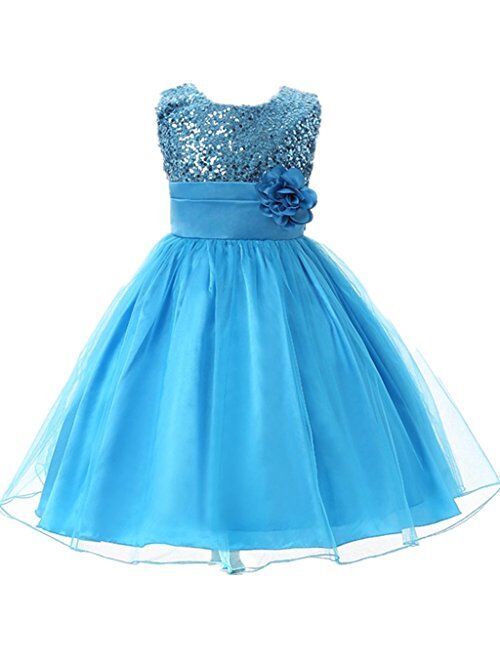 M2C Girls Sequined Flower Bridesmaid Ball Gown Party Dress