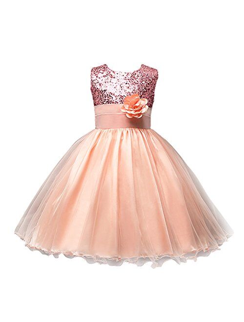 M2C Girls Sequined Flower Bridesmaid Ball Gown Party Dress