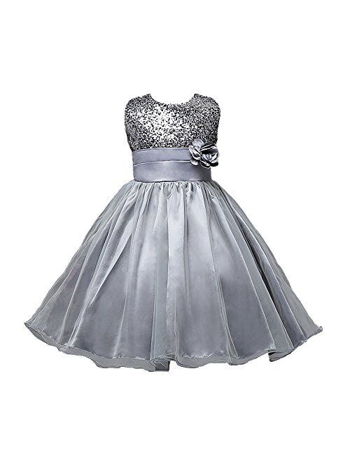 M2C Girls Sequined Flower Bridesmaid Ball Gown Party Dress