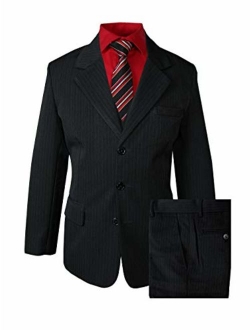 Big Boys' Pinstripe Suit Set Black