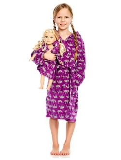 Kids Robe Matching Doll & Girls Fleece Sleep Robe Bathrobe Unicorn (2 Toddler-14 Years) Fits American Girl Doll