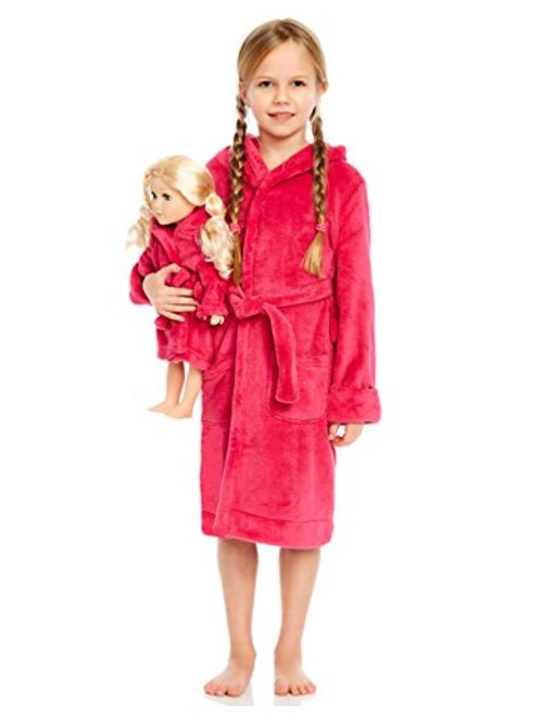 Leveret Kids Robe Matching Doll & Girls Fleece Sleep Robe Bathrobe Unicorn (2 Toddler-14 Years) Fits American Girl Doll