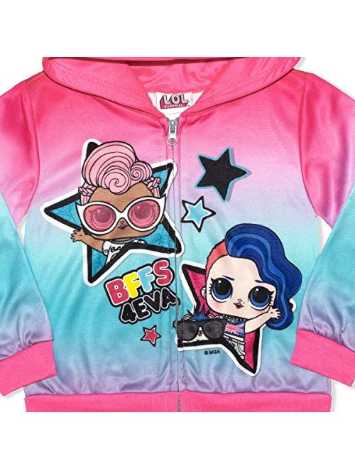 L.O.L. Surprise! Girls Lil Cheeky Babe and Lil D.J Zip Up Hoodie for Little and Big Kids Pink/Blue