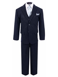 Gino Giovanni Boy's Formal 2 Buttons Pinstripe Dresswear Suit Set