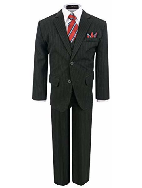 Gino Giovanni Boy's Formal 2 Buttons Pinstripe Dresswear Suit Set