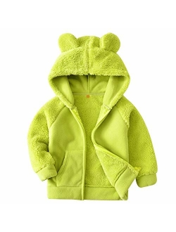 AMIYAN Bear Ears Shape Fleece Warm Hoodies Clothes Toddler Zip-up Light Jacket Sweatshirt Outwear for Baby Boys