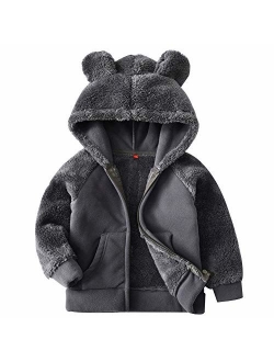 AMIYAN Bear Ears Shape Fleece Warm Hoodies Clothes Toddler Zip-up Light Jacket Sweatshirt Outwear for Baby Boys