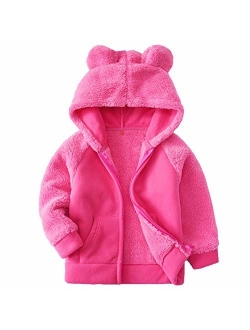 AMIYAN Bear Ears Shape Fleece Warm Hoodies Clothes Toddler Zip-up Light Jacket Sweatshirt Outwear for Baby Boys