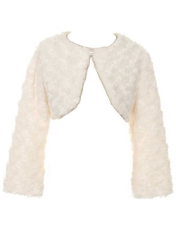 Dreamer P Little Girls Adorable Faux Fur Pearl Cover Up Bolero Jacket Shrug Winter 2-16