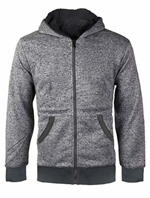 vkwear Boys Kids Athletic Soft Sherpa Lined Fleece Zip Up Hoodie Sweater Jacket